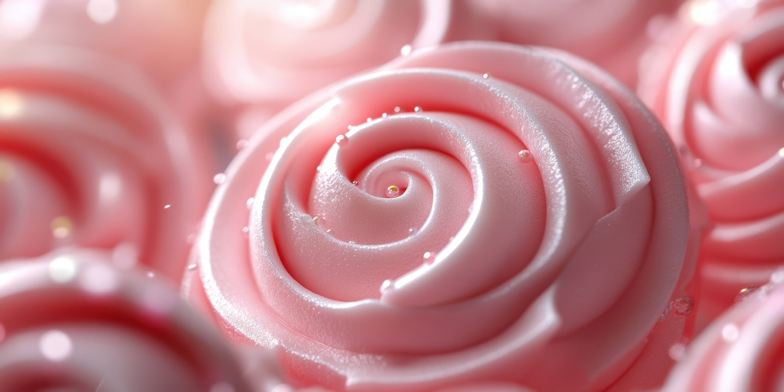 Elegant pink rose-shaped desserts create a visually stunning display for a celebration